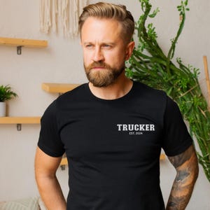 Custom Pocket Trucker Shirt With Year, Personalized New Trucker Shirt, Truck Driver Dad Mom Gift,Truck Driver Birthday Gift,Trucker Wife Tee