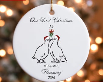 First Christmas as Mr & Mrs Decoration First Christmas Married Keepsake Bauble Gift Ceramic Ornament Married First Christmas Decoration