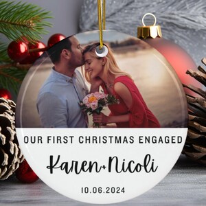 Décoration photo fiançailles premier Noël, décoration photo proposition de fiançailles personnalisée, cadeau de fiançailles personnalisé pour Noël