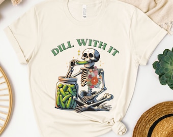 Pickle Lover T-Shirt, Funny Pickle Birthday Gift, Pickle Lover Gift, Canned Pickles Shirt, Skeleton Pickle Lover Shirt, Cute Pickle Jar Tee