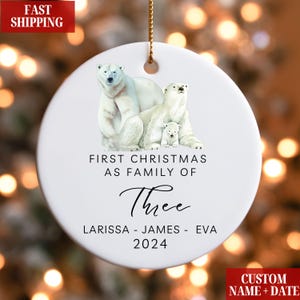 Family of Three Christmas Ornament, Family of 3 Family Ornament, First Christmas Ornament, Personalized Baby's First Christmas Ornament Gift