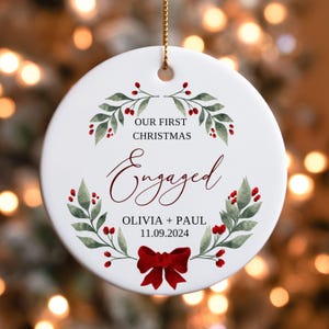 Engagement Christmas Ornament, Personalized First Christmas Keepsake, Engaged Christmas, Custom Engagement Gift 2024,Engagement Announcement