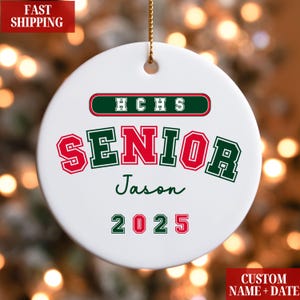 Personalized Graduation Ornament, Senior Ornament, Graduation Keepsake, High School Graduation Gift, Graduation Christmas Ornaments 2024