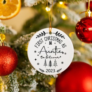 Personalized First Christmas As Auntie Ornament, Custom New Aunt Keepsake Gifts, Holiday Gift for Aunt, Present for Auntie, Aunty Gift Ideas