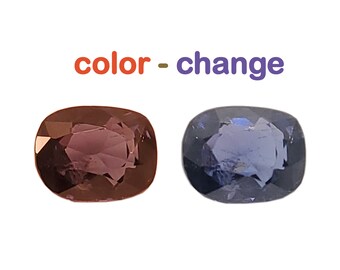 Spinel zmieniający kolor, 1,45 ct, 7,5 x 6,0 x 4,0 mm, niebieski zmieniający się w brązowy.