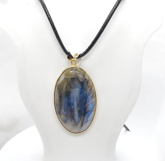 Silver Vermeil Pendant With Labradorite. - Etsy