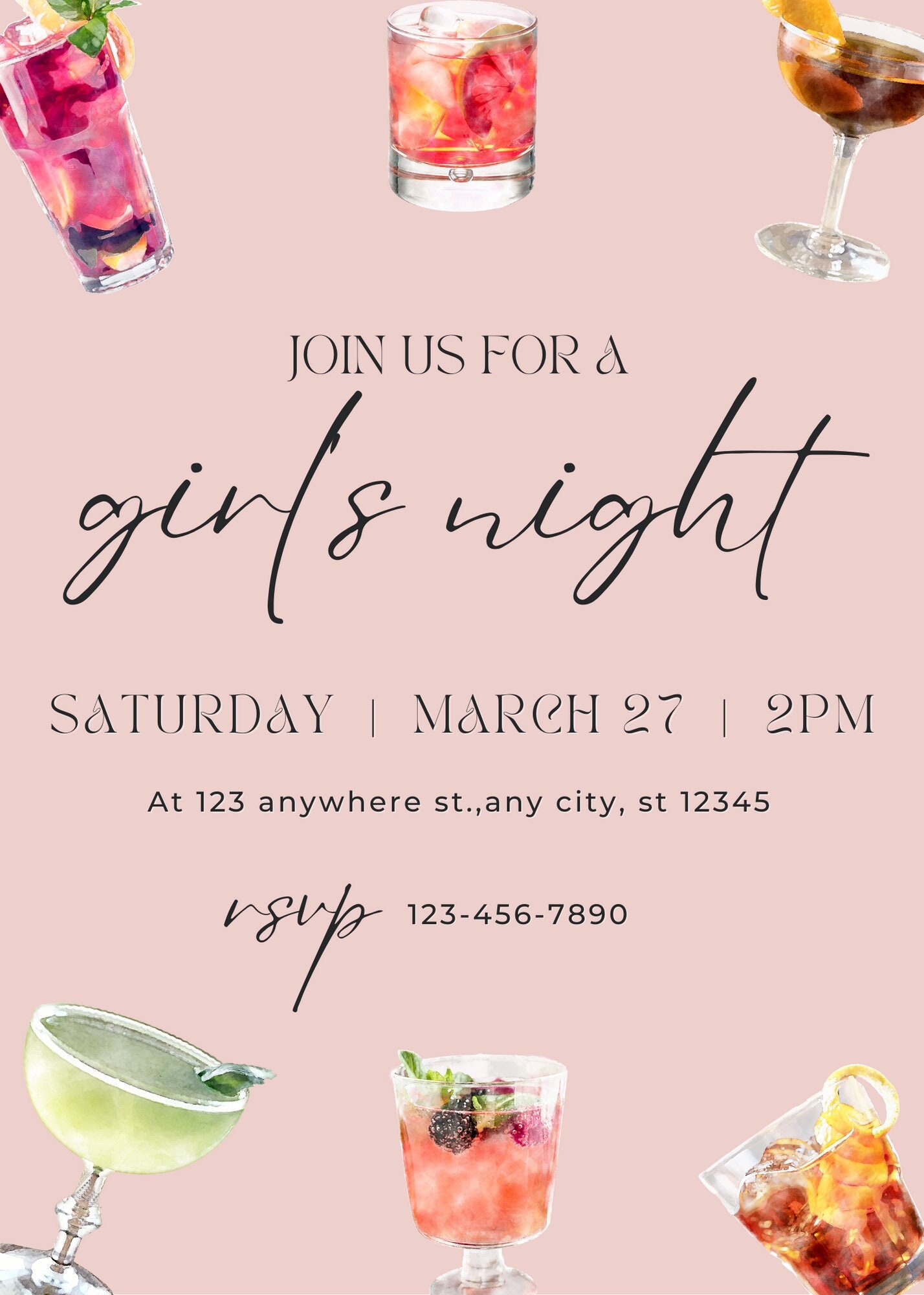 Girls Night Invitation digital Template Etsy Girls Night Invitation digital Template Etsy
