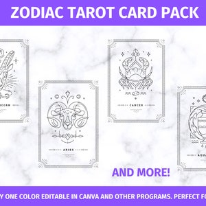 Pacote para download SVG de cartão de tarô do zodíaco para impressão