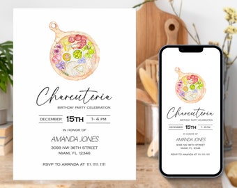 Editable Charcuterie Birthday Party Invitation, Charcuterie Birthday Party Invite, Charcuterie Party Invitation, Charcuterie Board, TEMPLETT