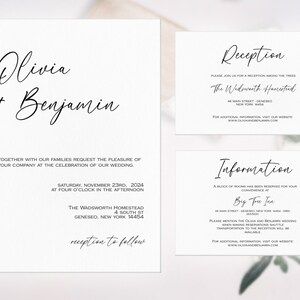 Wedding Invitation Template Suite Minimalist, Printable Wedding Invitation, Wedding Invitation, Edit with TEMPLETT, Instant Download, OLIVIA