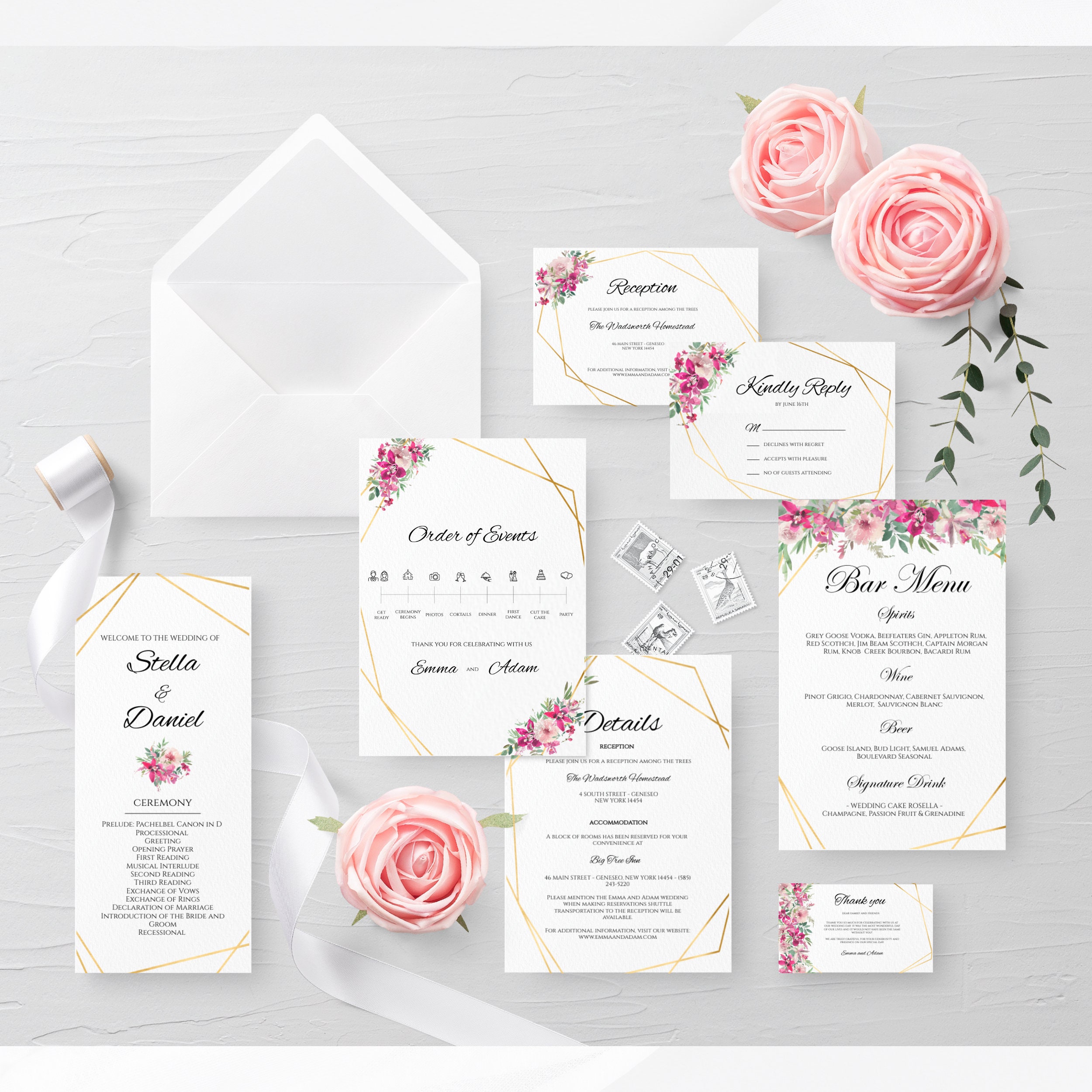 Wedding Invitation MEGA Bundle Template Orchid Flowers, Wedding Invites ...