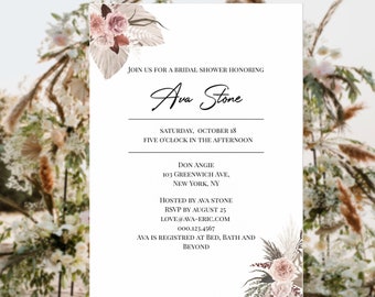 Editable Bridal Shower Boho Invitation Template , Boho Wedding Invitation, Digital Invitation, Terracotta, Rust, TEMPLETT, Download, AVA