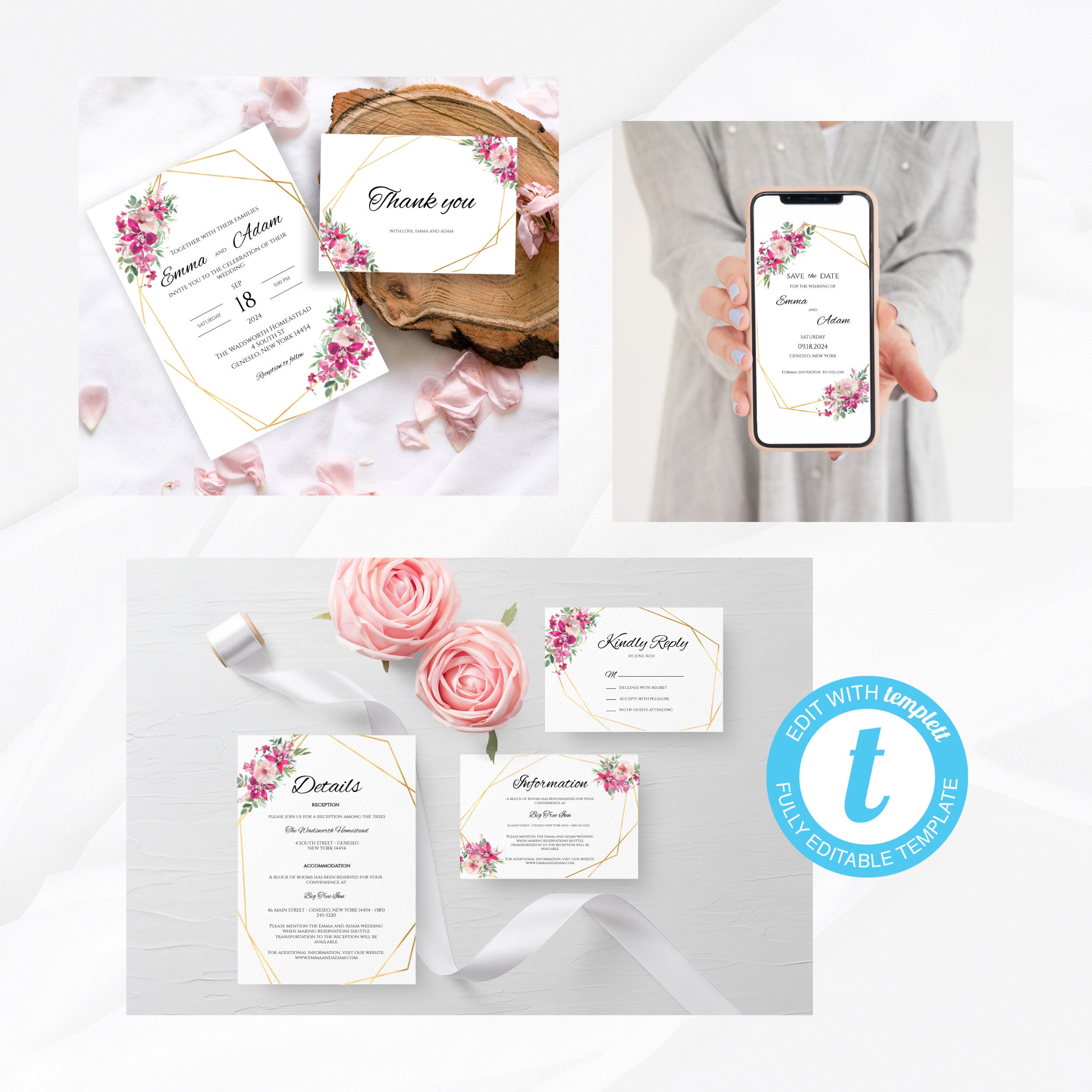 Wedding Invitation MEGA Bundle Template Orchid Flowers, Wedding Invites ...