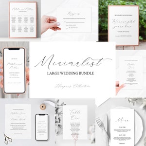 Wedding Invitation MEGA bundle Template, Minimalist Wedding Invites Suite, Printable Wedding Invites Mega Bundle, Instant Download, NATALIE