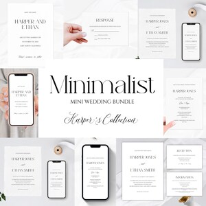 Wedding Invitation MINI Bundle Template Minimalist, Wedding Invites Suite, Wedding Invitation, Editable, Instant Download, HARPER