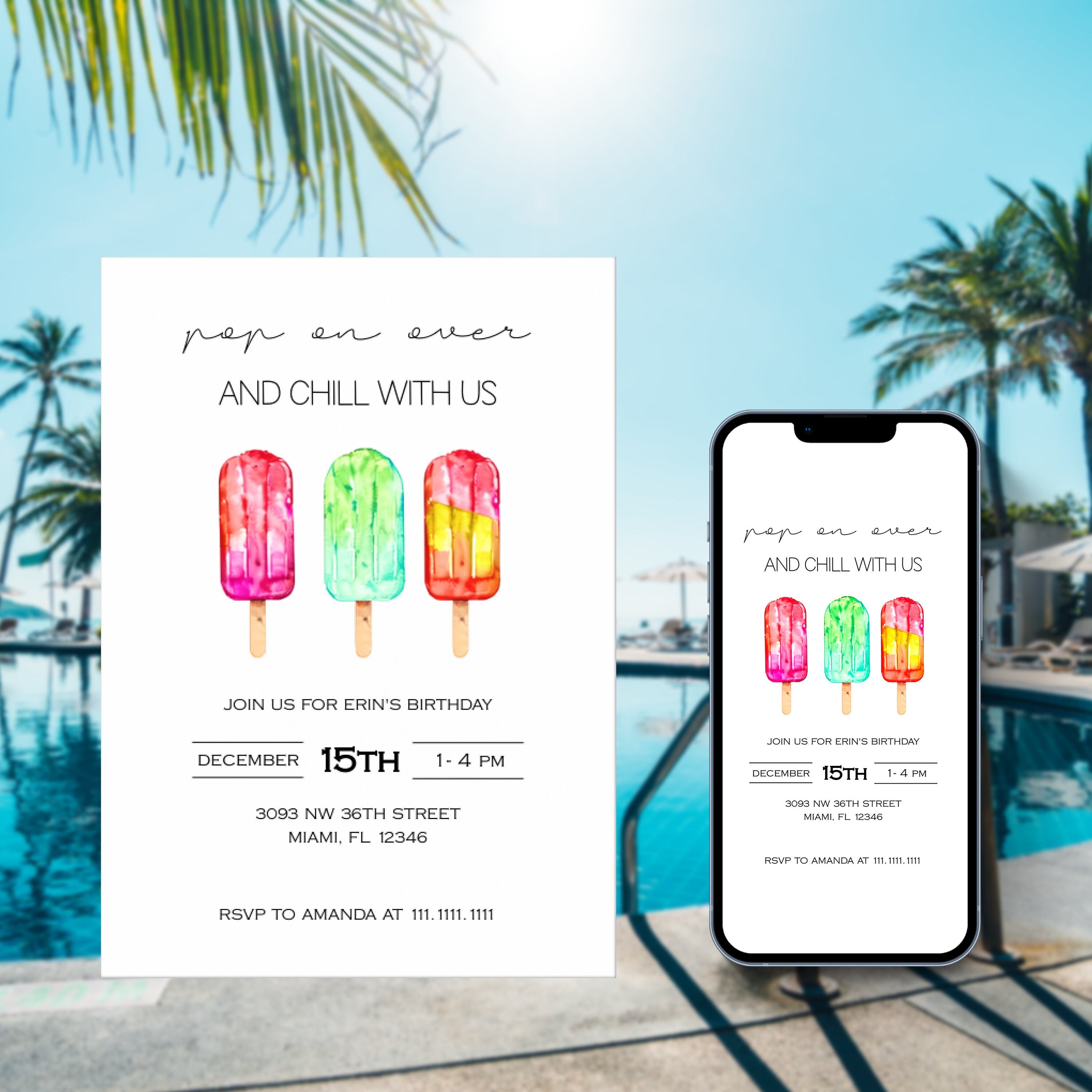 Editable Popsicle Birthday Invitation Popsicle Birthday Party - Etsy