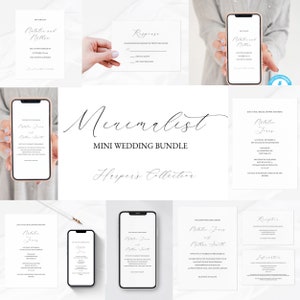 Wedding Invitation MINI bundle Template Minimalist, Wedding Invites Suite, Minimalist Wedding Invitation, Editable, Instant Download,NATALIE