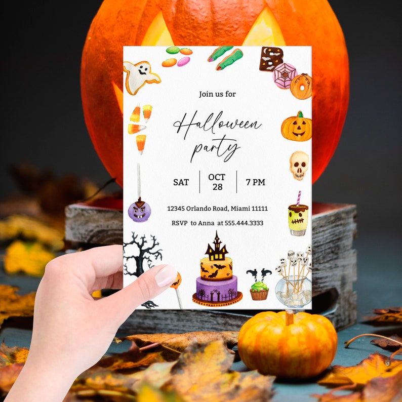 Editable Halloween Invitation, Halloween Birthday Invitation, Halloween ...