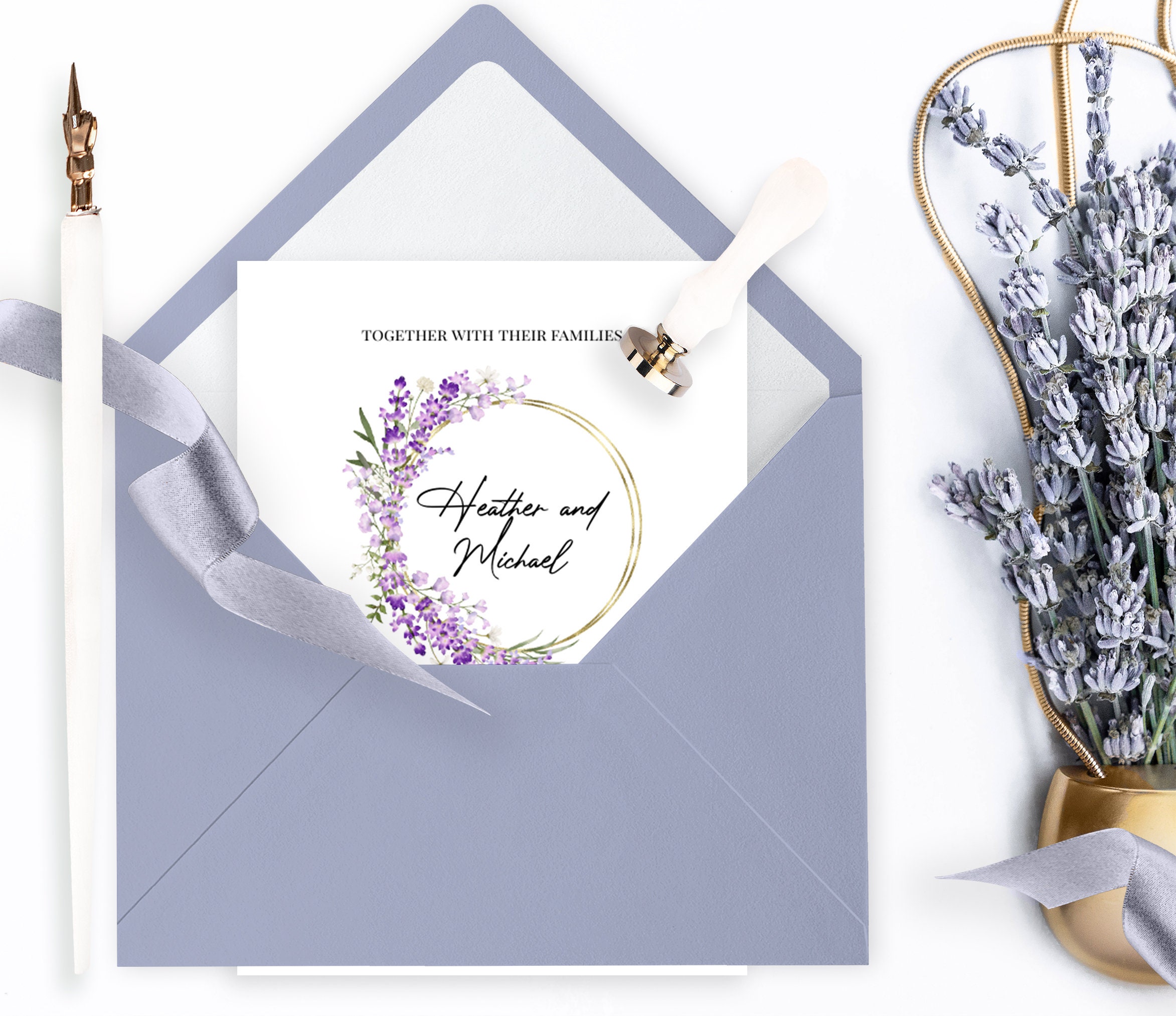 Wedding Invitation MEGA Bundle Template Lavender, Wedding Invites Suite ...
