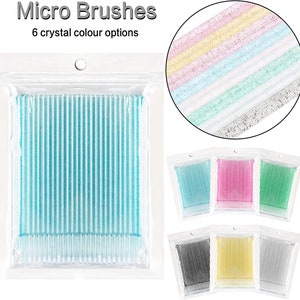 100 Disposable Eyelash Extension Micro Brush Applicator Make up Mascara Swab Glitter Blue