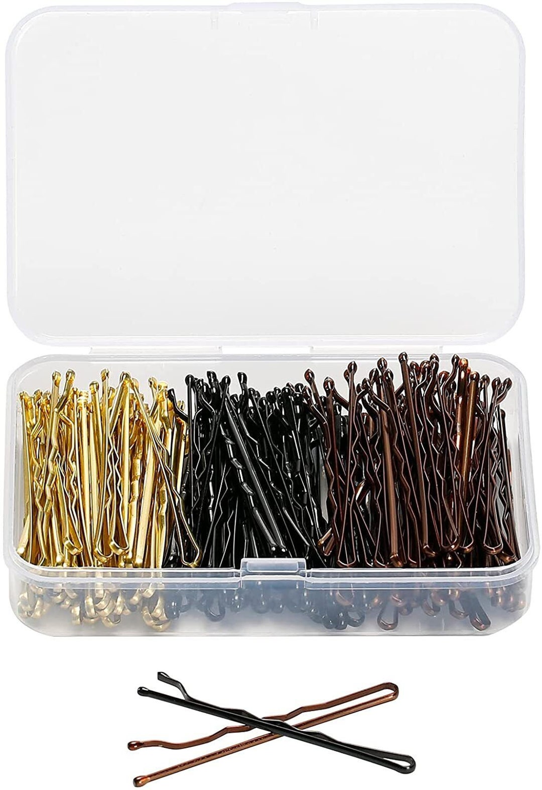 Hair Grips Clips Bobby Waved Pins Slides Black Brown Gold 