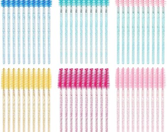 100 x Disposable Eyelash Brushes Mascara Wands Eyebrow Spoolie Applicator