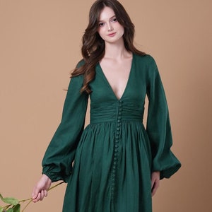 Linen Dress SARAH, Romantic Dress, Linen Wedding dress, Reception Bridal Gown, Wedding guest dress, Linen Clothing Made To Measure