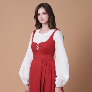 Linen Dress BAVARIAN, Cottagecore Linen Dress, Fall linen dress, Women Linen Clothing, Vintage Linen Dress, Flowy linen dress, Form Fitting