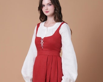 Linen Dress BAVARIAN, Cottagecore Linen Dress, Fall linen dress, Women Linen Clothing, Vintage Linen Dress, Flowy linen dress, Form Fitting