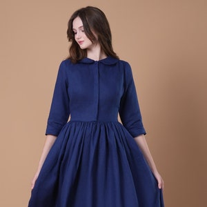 Linen Dress MIAMI, Cottagecore dress, Victorian Linen Dress, Fall dress, Women Linen Clothing, Close fitting dress, Fit and Flare dress