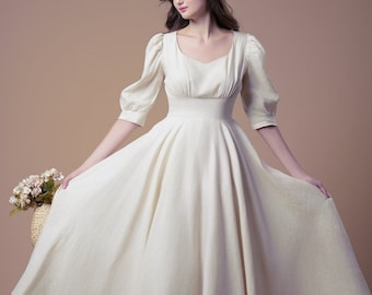 Linen Dress SWEETHEART, Cottagecore dress, A Line Dress, Fit And Flare, Form Fitting Dress, Linen CLothing For Women, Bridesmaid dress