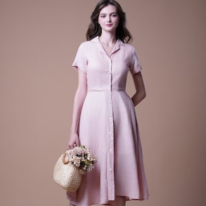 1950s Linen Dress ION, Summer linen dress, Linen formal dress, Cottagecore dress, A Line Dress, 1950s fashion, Linen Women Clothing