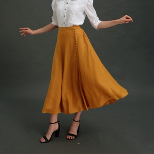 Linen Maxi Skirt GREEN, Summer Linen Skirt with Pockets, Linen Long Skirt, Vintage Linen Skirt, Handmade Linen Clothing