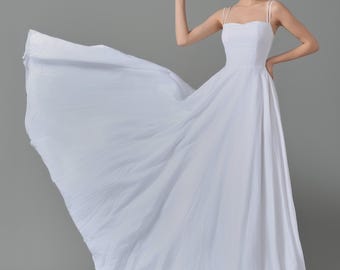 Linen Wedding Dress EVELINE, Modest Wedding Dress, Romantic Wedding dress, Linen Maxi dress, Double Straps Prom Dress, Women Linen Clothing