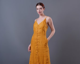 Linen Dress PRAGUE, Linen Sun Dress, Open Back, Long Linen Dress, Linen Slip Dress, Sexy Linen Dress, Summer dress, Bridesmaid Dress