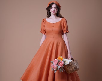 Linen Dress DUTCH, Off The Shoulder dress, Summer Dress, Cottage Core dress, A Line Dress, Fit And Flare, Gift For Her, Linen CLothing
