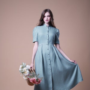 Linen Dress ORLA, Summer linen dress, Linen formal dress, Cottagecore dress, A Line Dress, Close fitting linen dress, Vintage linen dress
