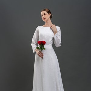 Modest Wedding Dress LISBON, Linen Wedding Dress, Simple Weddingg dress, Alternative Wedding dress, Casual Wedding Dress