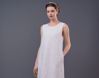 Casual Linen Dress, Relaxed fit Linen Midi Dress Handmade linen dress, Linen Summer dress,  Women Linen Clothing