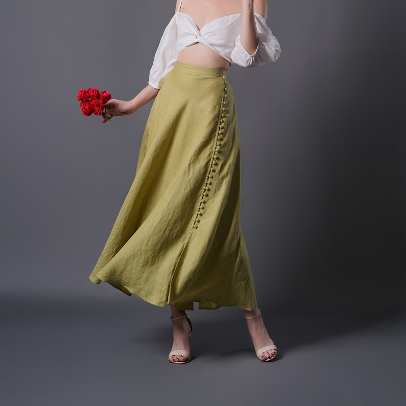 Cinched Skirt - Linen Maxi Skirt - FINAL SALE