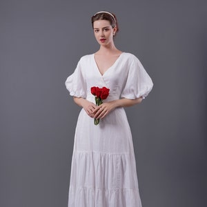 Linen Wedding Dress BOHO, Modest Wedding Dress, Alternative  Wedding dress, Maxi Linen dress, Forest Wedding dress