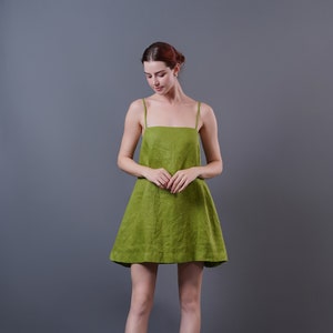 Open Back Linen Dress LITA, Shift Silhouette Linen Sun Dress, Short Linen Dress, Linen Slip Dress, Sexy Linen Dress, Summer dress