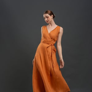 Linen Wrap Dress OLIVE, Vintage Linen Dress, Summer linen dress, Wedding Guest Dress, Cocktail dress, Linen Midi Dress, Plus size Dress