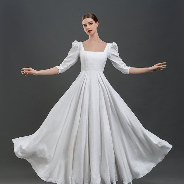 Linen Wedding Dress RUBY - Lace Up Back - Linen Bridal Gown - Alternative wedding dress - Simple Wedding Dress - Tailor Made Wedding Dress