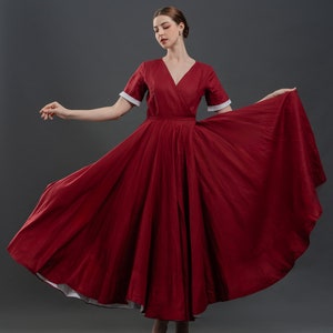 Linen Wrap Dress ELEGANCE, Flowy Linen Dress, Romantic linen Outfit, Linen Tunic, Red Linen dress for Women, Xmas Gift For Her