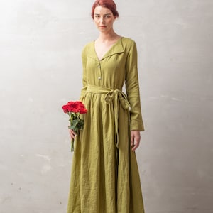 Linen Dress EDINA, Vintage Linen Dress, Sustainable dress, Victorian dress, Wedding guest dress, Linen Summer dress, Cocktail Dress