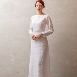 Alternative Wedding Dress SYNDRA, Linen Wedding Dress, Backless Weddingg dress, Modest Wedding dress, Casual Wedding Dress