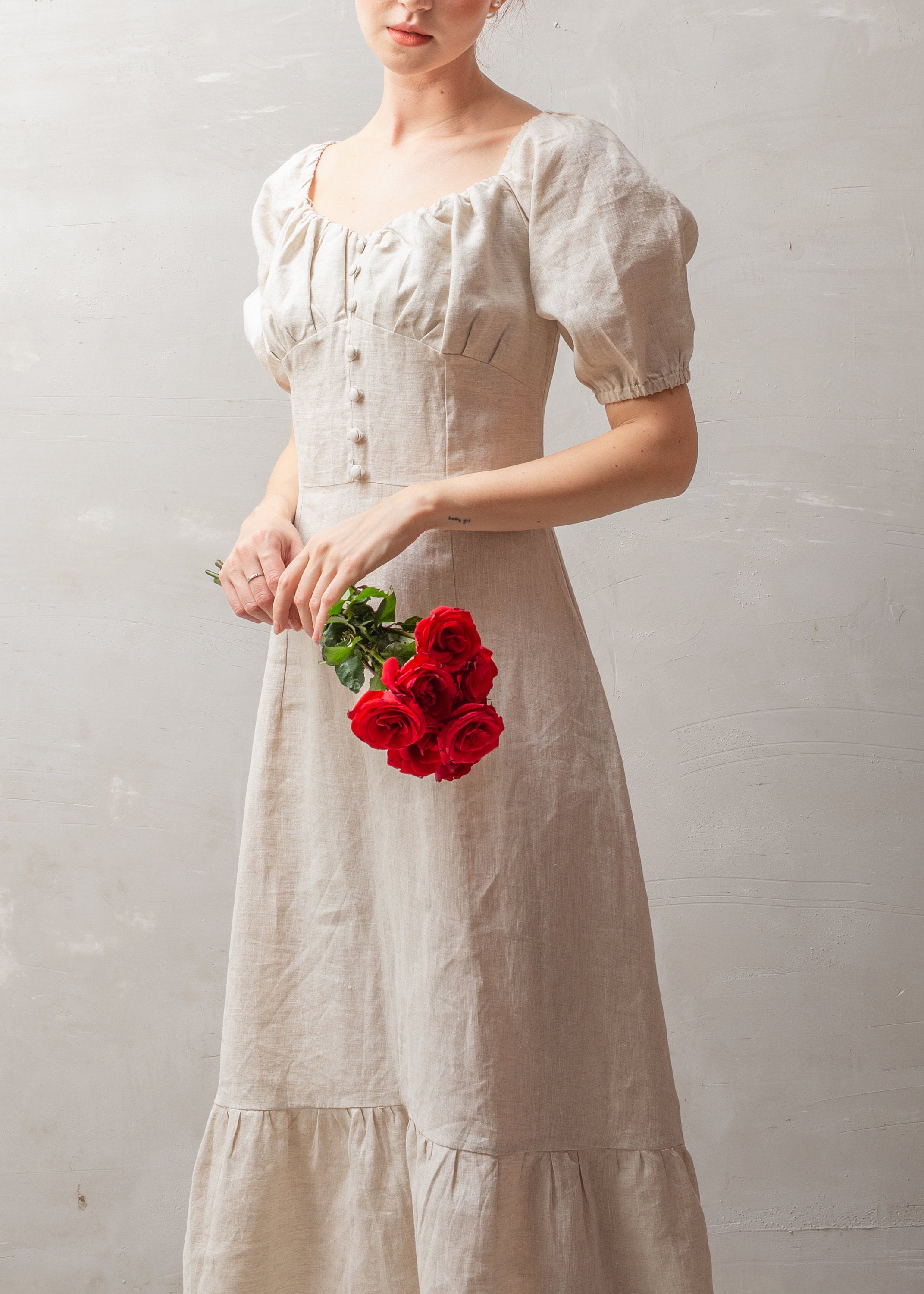 Linen Dress LYON Midi Linen Dress Vintage Linen Clothing Etsy