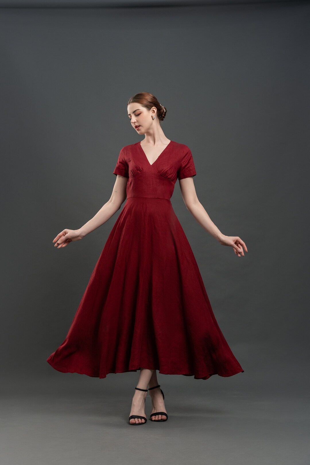Cottagecore Linen Dress ALMA - Fit and Flare Dress - Minimalist Dress ...