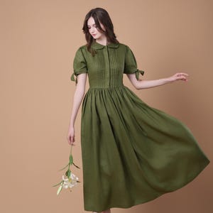 Linen Dress HAZEL, Cottagecore dress, Fit And Flare A Line Dress, Summer Linen Dress, Button Down Dress, Classic Linen CLothing For Women